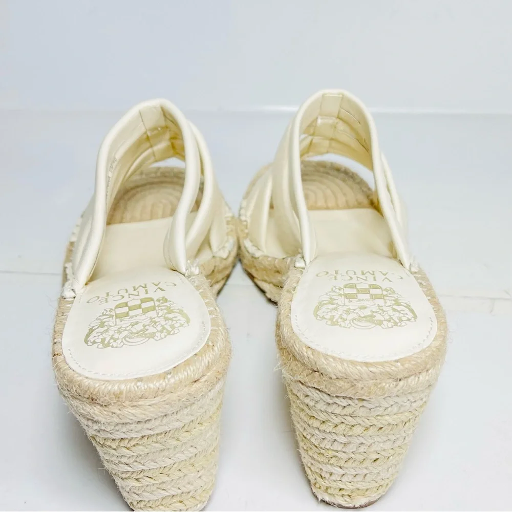 Vince Camuto Molisana Espadrilles Wedge Sandals Womens Size 9M Cream‎ Leather
